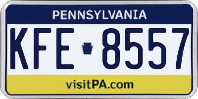 PA license plate KFE8557