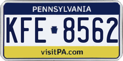 PA license plate KFE8562