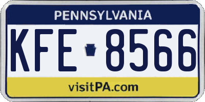 PA license plate KFE8566