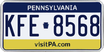 PA license plate KFE8568