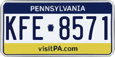 PA license plate KFE8571