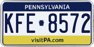 PA license plate KFE8572