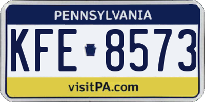 PA license plate KFE8573