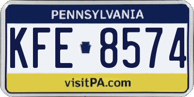 PA license plate KFE8574