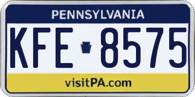 PA license plate KFE8575