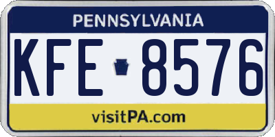 PA license plate KFE8576