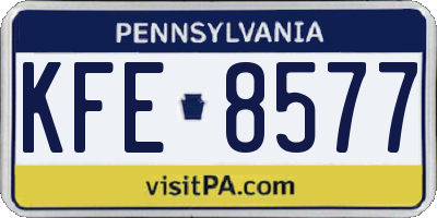 PA license plate KFE8577