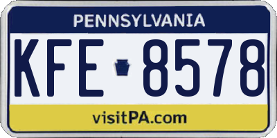 PA license plate KFE8578