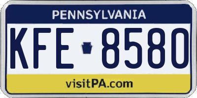 PA license plate KFE8580