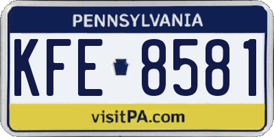PA license plate KFE8581