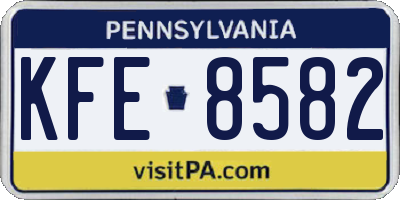 PA license plate KFE8582