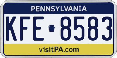 PA license plate KFE8583