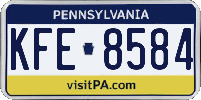 PA license plate KFE8584