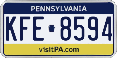 PA license plate KFE8594