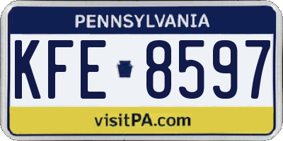 PA license plate KFE8597