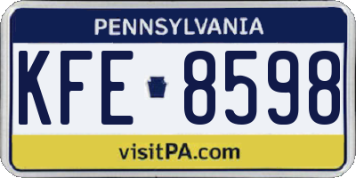 PA license plate KFE8598