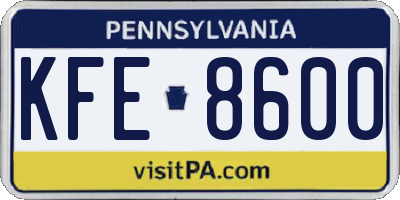 PA license plate KFE8600