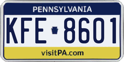 PA license plate KFE8601