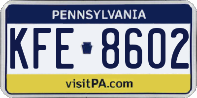 PA license plate KFE8602