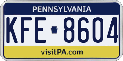 PA license plate KFE8604