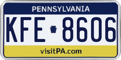 PA license plate KFE8606
