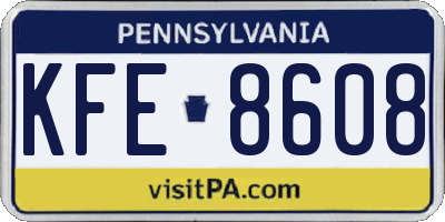 PA license plate KFE8608