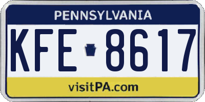 PA license plate KFE8617