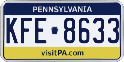 PA license plate KFE8633