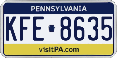 PA license plate KFE8635