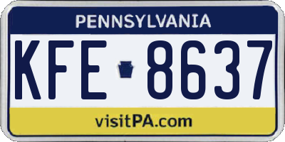 PA license plate KFE8637