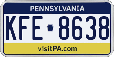 PA license plate KFE8638
