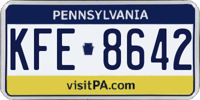 PA license plate KFE8642