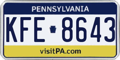 PA license plate KFE8643