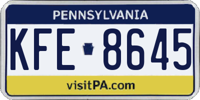 PA license plate KFE8645
