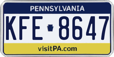 PA license plate KFE8647