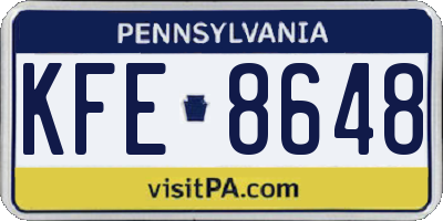 PA license plate KFE8648