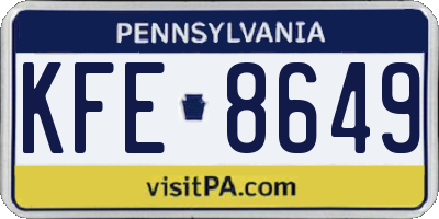 PA license plate KFE8649