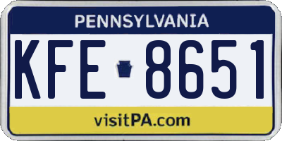 PA license plate KFE8651