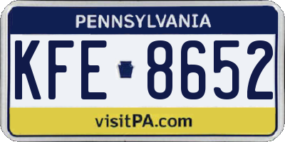 PA license plate KFE8652