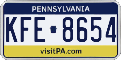 PA license plate KFE8654