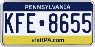PA license plate KFE8655