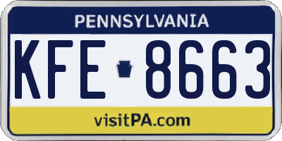 PA license plate KFE8663