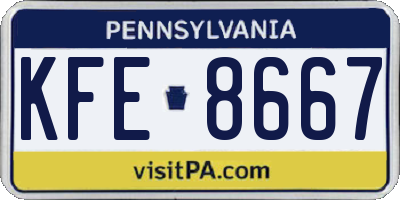 PA license plate KFE8667