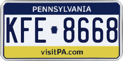 PA license plate KFE8668