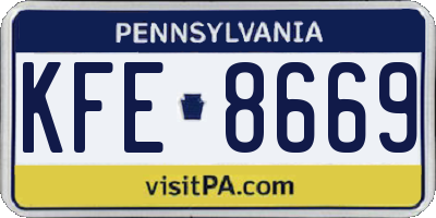 PA license plate KFE8669