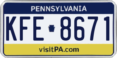 PA license plate KFE8671