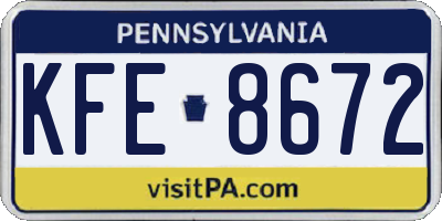 PA license plate KFE8672