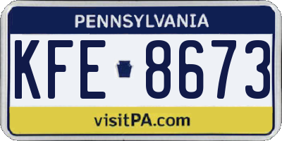 PA license plate KFE8673