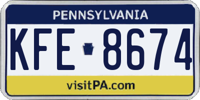 PA license plate KFE8674