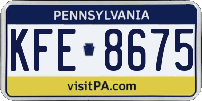 PA license plate KFE8675